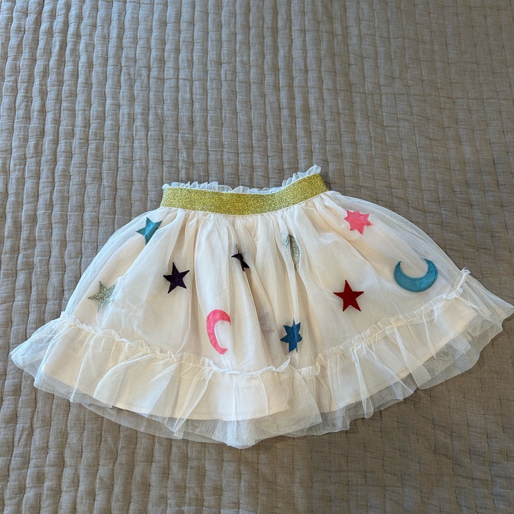 Mini Boden Tulle Celestial Skirt with Colorful Stars and Moons